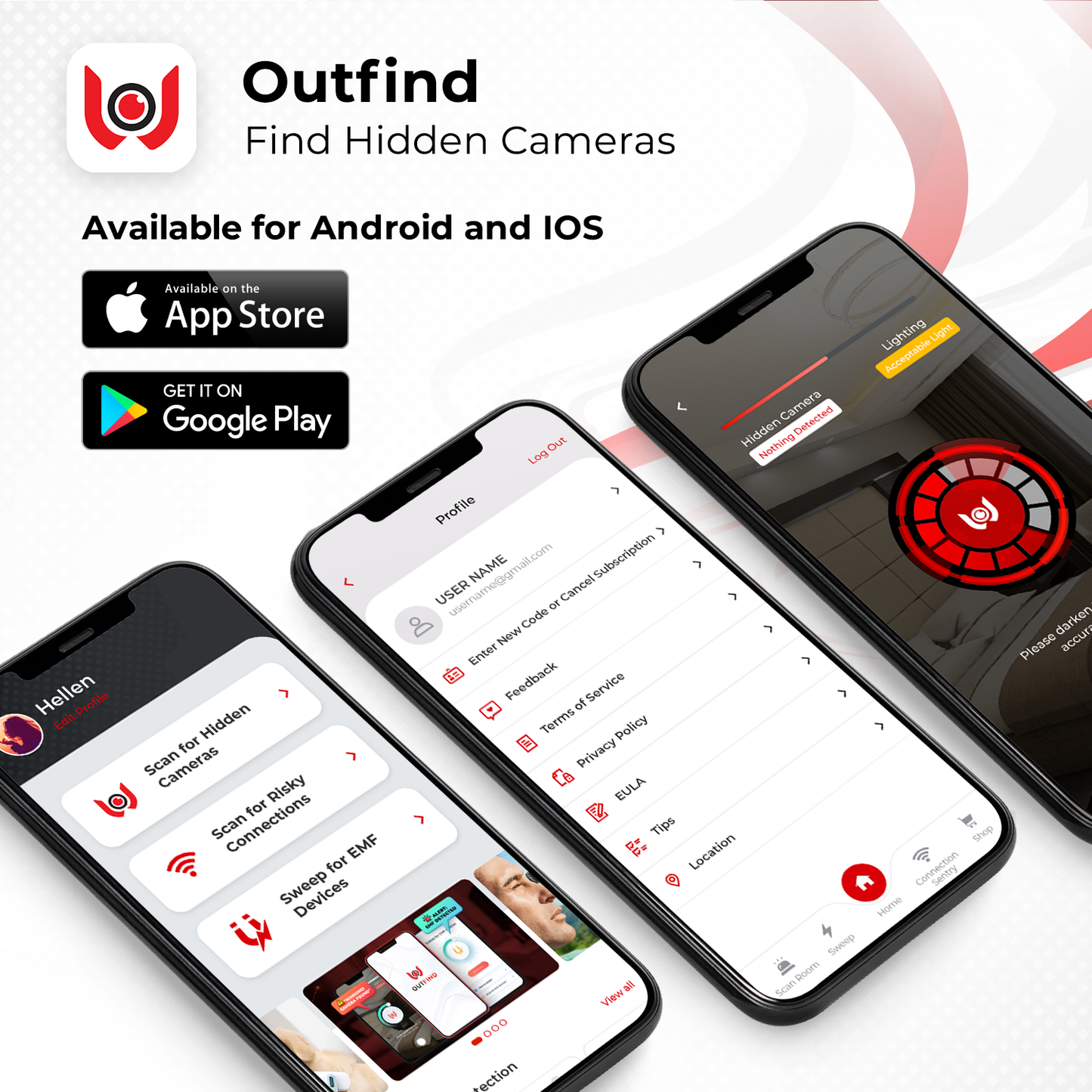 Outfind App Hidden Camera Finder - Peace of Mind